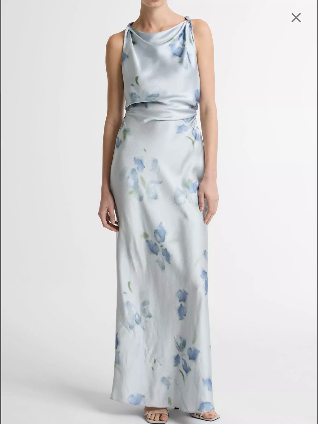 Vince Pale Blue Floral Cowl-Neck Maxi Dress